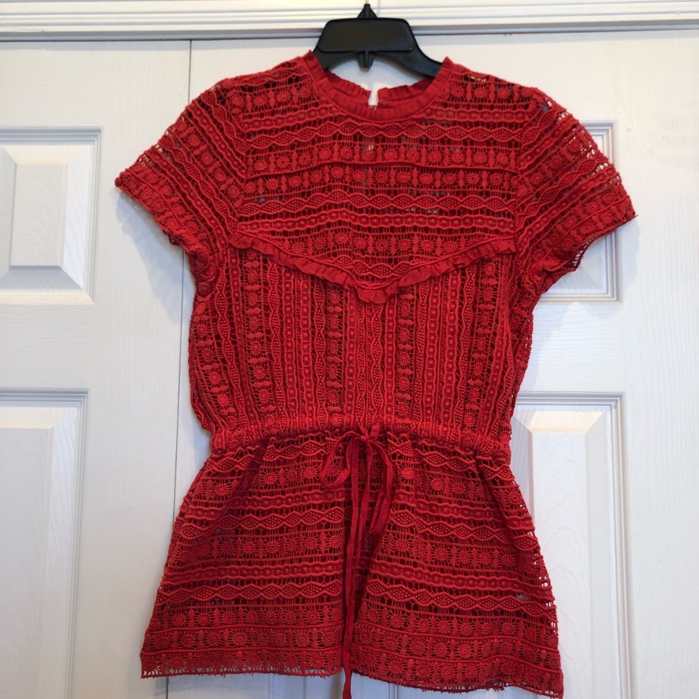 Red Anthropologie top size medium